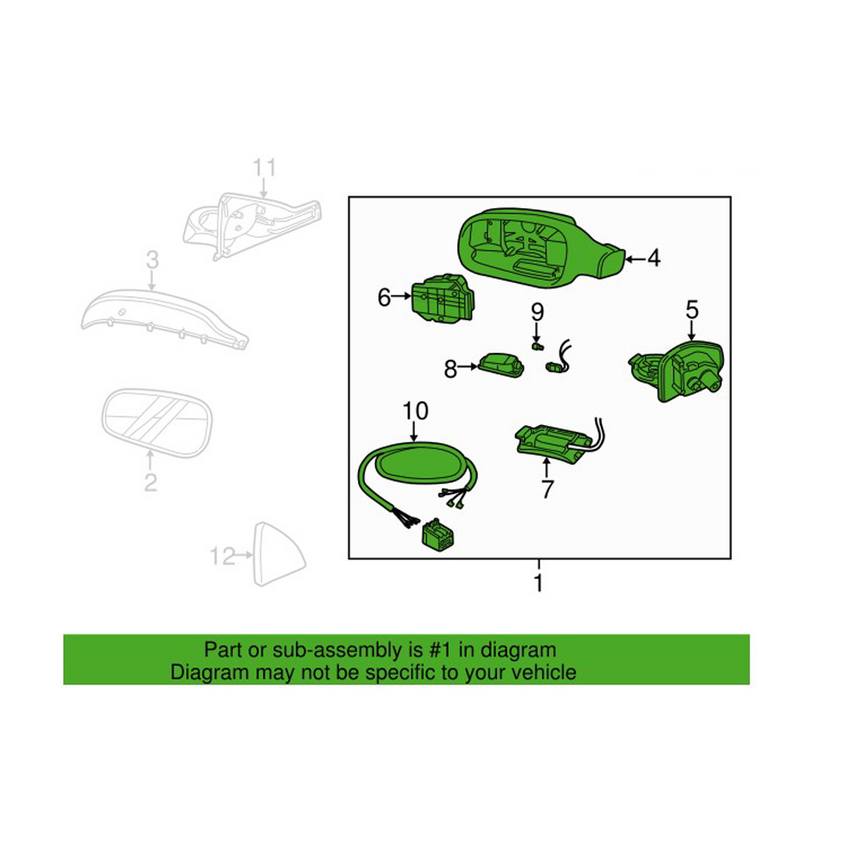 Volvo Side Mirror Assembly Driver Side (w/Memory) (w/Light) 30634921